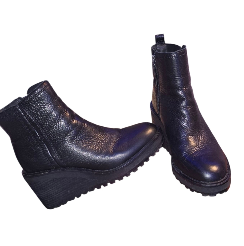 Black Genuine Leather Ankle Boots